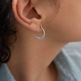 Silver-Dotted Moon Hoop Earrings