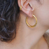 Gold Bold Narrow Hoop Earrings