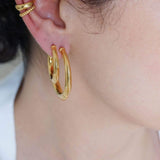 Gold Bold Narrow Hoop Earrings