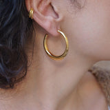 Gold Bold Narrow Hoop Earrings