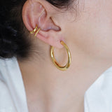 Gold Bold Narrow Hoop Earrings