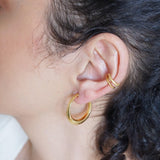 Gold Bold Narrow Hoop Earrings