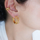 Gold Bold Narrow Hoop Earrings