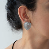 Large Silver Heart Earrings