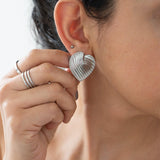 Large Silver Heart Earrings