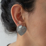 Large Silver Heart Earrings