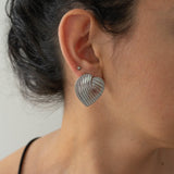 Large Silver Heart Earrings