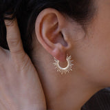 Silver Sun Rays Hoop Earrings