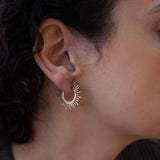 Silver Sun Rays Hoop Earrings