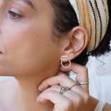 Silver Bar  Hollow Round Ear Jackets