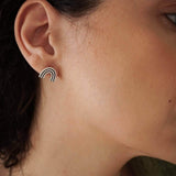 Silver Rainbow Stud Earrings