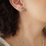 Silver Rainbow Stud Earrings