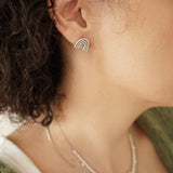Silver Rainbow Stud Earrings