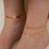 Gold Diamond DiscsBars Chain Anklet