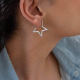 Silver Star Hoop Earrings