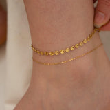 Gold Diamond DiscsBars Chain Anklet