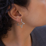 Silver Star Hoop Earrings