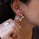 Silver Star Hoop Earrings