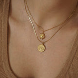 Gold Sky / Sun - Moon Crystal Pendant Necklace