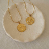 Gold Sky / Sun - Moon Crystal Pendant Necklace