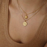 Gold Sky / Sun - Moon Crystal Pendant Necklace
