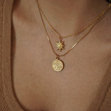 Gold Sky / Sun - Moon Crystal Pendant Necklace