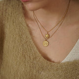 Gold Sky / Sun - Moon Crystal Pendant Necklace
