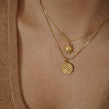 Gold Sky / Sun - Moon Crystal Pendant Necklace