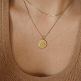 Gold Sky / Sun - Moon Crystal Pendant Necklace