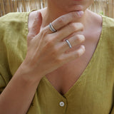Silver Band with a Wavy Dotted-Line Ring