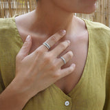 Silver Band with a Wavy Dotted-Line Ring