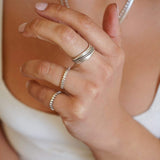 Silver Band with a Wavy Dotted-Line Ring