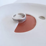 Silver Band with a Wavy Dotted-Line Ring