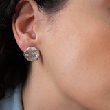 Sun Moon Stars Large Silver Disc Stud Earrings