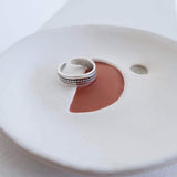 Silver Band with a Wavy Dotted-Line Ring