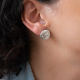 Sun Moon Stars Large Silver Disc Stud Earrings