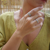 Silver Band with a Wavy Dotted-Line Ring