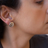 Sun Moon Stars Large Silver Disc Stud Earrings