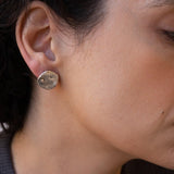 Sun Moon Stars Large Silver Disc Stud Earrings