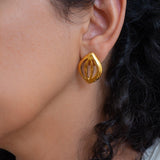 Gold Organic Leaf Stud Earrings
