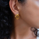 Gold Organic Leaf Stud Earrings