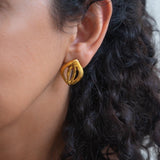 Gold Organic Leaf Stud Earrings
