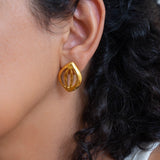 Gold Organic Leaf Stud Earrings