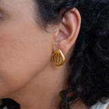 Gold Organic Leaf Stud Earrings