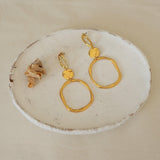 Large Gold Dangle Geometric Circle Earrings