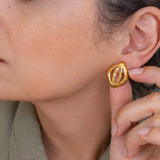 Gold Organic Leaf Stud Earrings