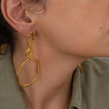 Large Gold Dangle Geometric Circle Earrings