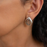 Silver Organic Leaf Stud Earrings