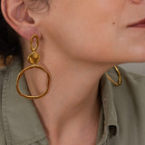 Large Gold Dangle Geometric Circle Earrings