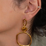 Large Gold Dangle Geometric Circle Earrings